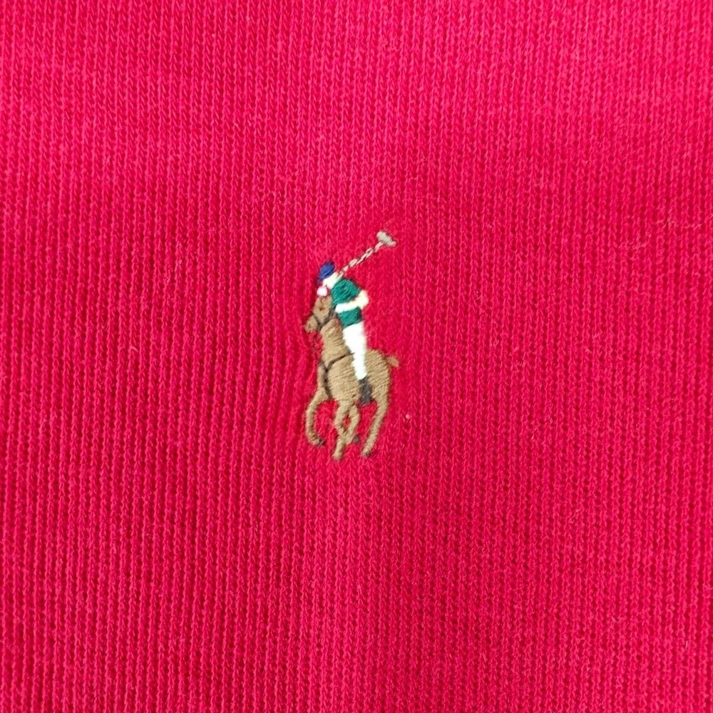 Polo Ralph Lauren Mens Estate Rib Quarter Zip Pullover Red Cotton Sweater LG